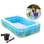 Kids Paddling Pool, Family Inflatable Swimming Pool, Wear-Resistant Thick Inflatable Lounge Pool for Baby, Kiddie, Adult, Outdoor, Garden, Backyard, Summer Water Party,120×90×52cm/4×3×1.7ft