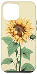 iPhone 15 Plus Aesthetic Sunflower Line Art Minimalistic Sage Green Case