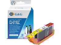 G&Amp G G&Amp G Kompatibelt Bläck Med Cli571c Xl, Cyan, 10.8Ml, Ml Np-C-0Cl571xlc, Hög Kapacitet, Canon Pixma Mg5750, Mg5751, Mg5752, Mg57