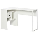White L-Shaped Corner Desk Study Table Storage Shelf 120cm x 60cm x 74cm