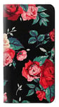 Rose Floral Pattern Black PU Leather Flip Case Cover For iPhone XS Max