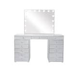 Bright Beauty Vanity - hollywood sminkbord - make up bord - sminkbord - hollywood toalettbord - make up spegel - 13 lådor - vit