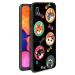 ZhuoFan for Samsung Galaxy A10 Case, Phone Case Silicone Black with Pattern Ultra Slim Shockproof Soft Gel TPU Back Cover Bumper Skin for Samsung A10 Smartphone 6.1 inch (Cat)