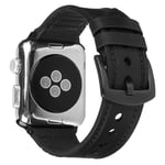 Apple Watch Series 5 44mm genuine leather silicone watch band - Black