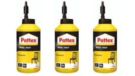Pattex | Colle Bois Classic (biberon de 750 g) – Colle à bois hautement résistante – Colle vinylique pour montage, assemblage, placage ou contrecollage sur bois (Lot de 3)