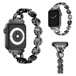 Apple Watch Series 5 40mm 8-shape shiny rhinestone watch band - Black