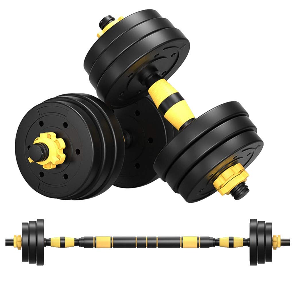 WINTECY Adjustable Dumbbells Barbell Set Flexible Barbell with Connecting Rod Fitness Equipment for Men Women Home Gym Workout Exercise Training 33Lb Adjustable Weights 2-in-1 Set