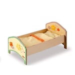 Dida - lit en Bois pour poupées avec Matelas + lit Feuille - Décoration: Fleur