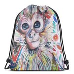 N / A Shoulder Bags,Gym Drawstring Bags,Carrysack,Cinch Sack,Training Gymsack,Colorful Animal Monkey White Athletic Pull String Bag For Traveling School Shopping Yoga