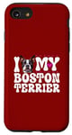 Coque pour iPhone SE (2020) / 7 / 8 J'aime mon terrier de Boston