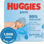 Huggies Pure-Baby Wipes-18 Packs (1008 Wipes Total) 99 Percent Pure Water Wipes.