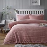 CT Chunky Ribbed Teddy Fleece Luxurious Duvet Cover Sets Super Soft Warm Cosy Sherpa Fleece Quilt Cover Sets Bedding Sets (Blush Pink, Double Size)