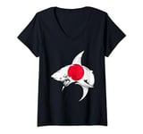 Womens Japan Shark Flag Pride Japanese Flag Roots Japan Souvenir V-Neck T-Shirt