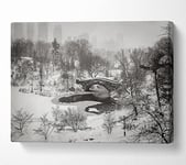 Snowing In Central Park Canvas Print Wall Art - Large 26 x 40 Inches