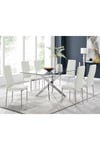 Leonardo Glass And Chrome Metal Dining Table And 6 Milan Chairs Dining Set