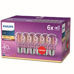 Philips LED Premium Classic Filament A60 Light Bulb 6 Pack [E27 Edison Screw] 4.3W - 40W Equivalent, Warm White (2700K)
