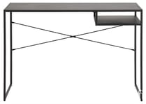 Työpöytä NEWCASTLE 110x45xH75cm, hylly, pöytälevy: musta metalli, runko: musta