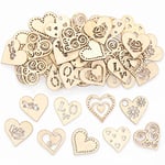 Baker Ross Heart Mini Wooden Shapes - Pack of 108, Valentine Craft Supplies for Kids (FC401)