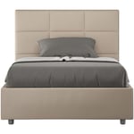 Lit capitonné sans sommier 120x200 Mika simili cuir gris tourterelle