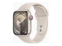 Apple Watch Series 9 (GPS + Cellular) - 41 mm - stjärnljusaluminium - smart klocka med sportband - fluoroelastomer - starlight - bandstorlek: M/L - 6