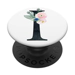 Cute Floral Initial Letter I Monogram on White PS20027 PopSockets PopGrip: Swappable Grip for Phones & Tablets