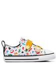 Converse Infant Unisex Easy-On Velcro Ox Trainers - White Multi, White, Size 7 Younger