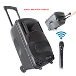 10" Portable PA System with Trolley & Wheels Powered Speaker & UHF Microphone