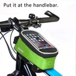 Mountain bike riding equipment accessories frame bag touch screen mobile phone bike bag-green_7 inch