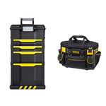 Stanley Rolling Workshop Toolbox, Detachable Toolbox, 1-79-206 & FATMAX Round Top Rigid Tool Bag, Multifunctional Tool Storage Organiser, FMST1-70749