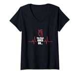 Womens The Beat Goes On Heartbeat Heart Attack Surgery Survivor V-Neck T-Shirt
