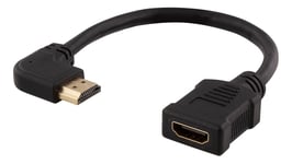 deltaco Flexible HDMI adapter, 0.2m, right-angled, HDMI M/F, UHD, bl