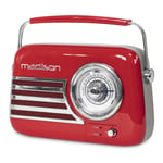 FREESOUND Red Portable Vintage Radio with Bluetooth, USB, FM Rechargeable 30w