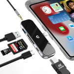 oditton Hub USB C, Hub USB Multipor 6-en-1 avec USB 3.0, HDMI 4K, Chargeur PD 100W, Fente pour Carte SD/TF, Audio 3.5mm, Hub USB C Type C pour Mac, iPad, Dell, et Autres Appareils Type C