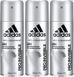 3 x Adidas 48H Anti Marks Antiperspirant  Spray 150ml - Pro Invisible Clear Perf