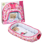 BABY born Couffin 835821 - Couffin réversible avec bords rembourrés pour poupées jusqu'à 43 cm - avec des baies et ours - idéal pour le canapé, le sol et la chambre d'enfant - Aux enfants dès 3 ans