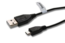 vhbw Câble universel micro-USB (USB standard type A sur micro-USB) compatibel avec Panasonic Lumix DMC-FZ82, DMC-TZ96 , noir 30cm
