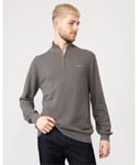 Gant Mens Cotton Pique Half Zip Jumper - Dark Grey - Size 2XL