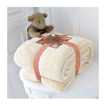 Teddy Bear Throws Blanket Double Size Bed Chair Sofa Super Soft Warm Cozy Fluffy Large Fleece, 130 x 180 cm, Cream