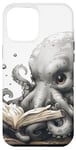 Coque pour iPhone 12 Pro Max Mignon anime bébé pieuvre lisant un livre de bibliothèque Deep Sea #2