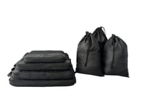 Clas Ohlson Packkuber och skopåsar reseförvaring, svarta, 7-pack