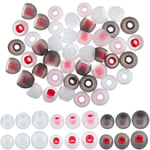 Weewooday 36 Pieces Replacement Earbuds Silicone Eartips Replacement Earphone Tips Earbud Noise Isolation Cover, 3 Sizes (Greyish Red, Transparent and Transparent Red)