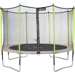 Trampoline de jardin 426 cm + filet de sécurité jumpi Taupe/Vert 430. Trampoline certifié par le critt sport & loisirs - Vert - Kangui