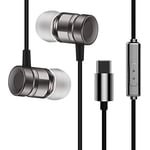 USB Type-C In-Ear Metal Earphone Wired Headset with Mic Stereo Hansfree Call Type-C Digital Earphone Earbuds for Letv - Gray