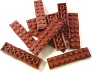 LEGO City Pack of 10 Plates 2 x 8 Nubs in New Brown.