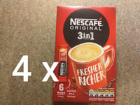🐄 4x6 Nescafe Original 3 in 1  instant coffee w/ milk 24 Sachets FRESHER RICHER