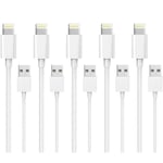 5-Pack 1M Lightning laddare iPhone 13/12/11/ Xs/Max/X/8/7/6/5/SE Vit