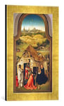 'Encadré Image de Hieronymus Bosch "L'adoration des rois – Moyen Tableau du triptychons de Epiphanie, Impression d'art dans le cadre de haute qualité Photos fait main, 30 x 40 cm, or Raya