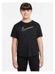 Nike Girls Dri-Fit One Short Sleeve T-Shirt - Black/White