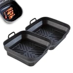 Tower T843092 Square Air Fryer Trays, Set of 2 Reusable Silicone Liners, Suitable for Most Dual Basket Air Fryers 4 litres and Above Including Tower Vortx and Ninja Foodi, Non-Stick, Dishwasher Safe