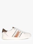 Geox Jaysen Wide Fit Leather Stud Low Top Trainers, Off White/Brown